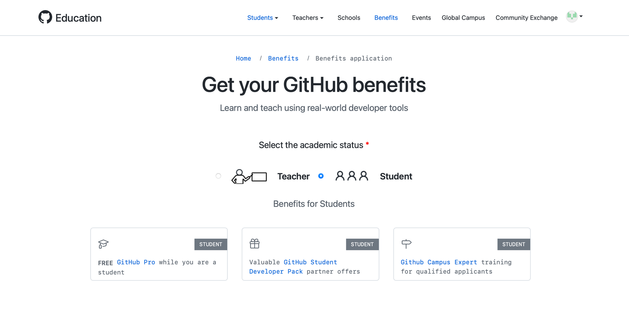 GitHub Student Developer Pack Website