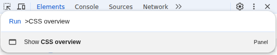 Chrome DevTools Command Menu opened with Ctrl+Shift+P